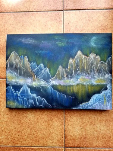 Dessin intitulée "Des montagnes" par Florence Castelli  Flofloyd, Œuvre d'art originale, Pastel