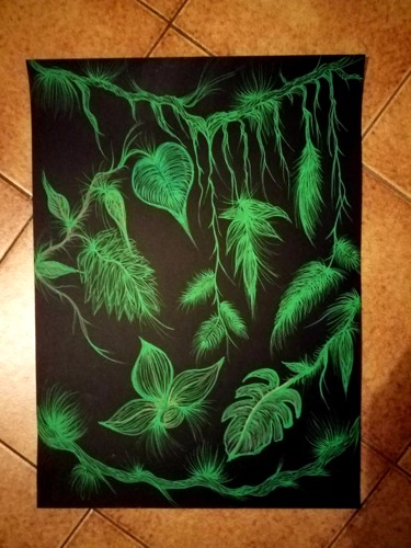 Zeichnungen mit dem Titel "La nature sauvage" von Florence Castelli  Flofloyd, Original-Kunstwerk, Marker