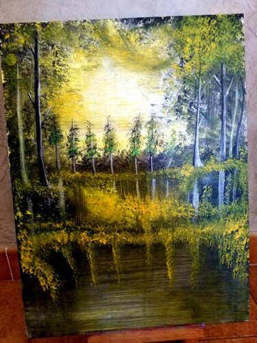 Malerei mit dem Titel "Promenade en forêt…" von Florence Castelli  Flofloyd, Original-Kunstwerk, Acryl