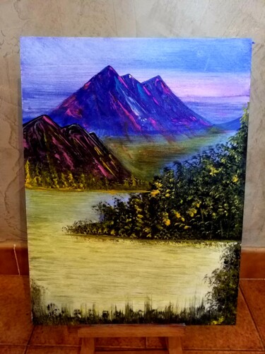 Malerei mit dem Titel "Les montagnes mysté…" von Florence Castelli  Flofloyd, Original-Kunstwerk, Acryl