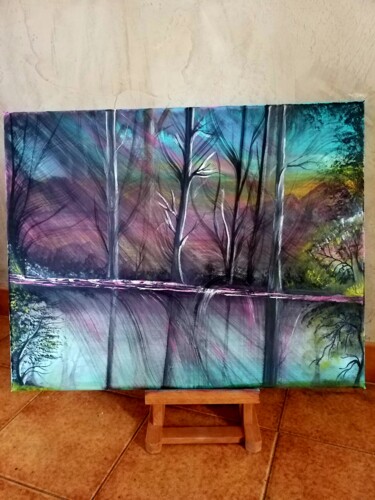 Painting titled "La forêt imaginaire" by Florence Castelli  Flofloyd, Original Artwork, Acrylic