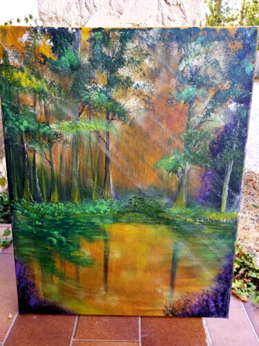 Painting titled "Ma nouvelle forêt m…" by Florence Castelli  Flofloyd, Original Artwork, Acrylic