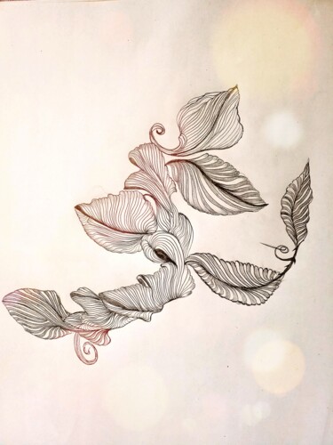 Tekening getiteld "Des feuilles" door Florence Castelli  Flofloyd, Origineel Kunstwerk, Marker