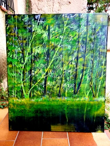 Painting titled "Ma forêt verte" by Florence Castelli  Flofloyd, Original Artwork, Acrylic