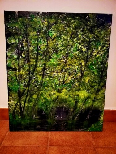 Pintura titulada "Verte forêt" por Florence Castelli  Flofloyd, Obra de arte original, Acrílico