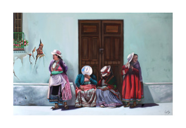 Pintura titulada "viejas-tomando-el-s…" por Maparè, Obra de arte original