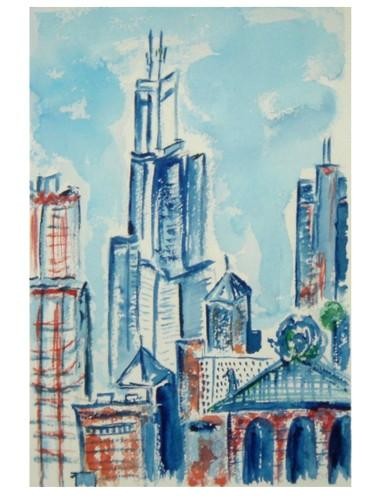 Peinture intitulée "CHICAGO BUILDING LI…" par Mapie, Œuvre d'art originale