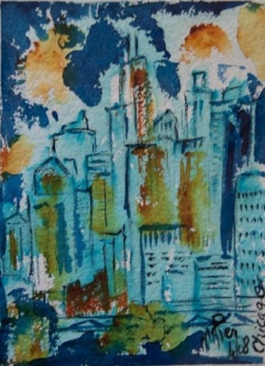 Peinture intitulée "chicago view" par Mapie, Œuvre d'art originale