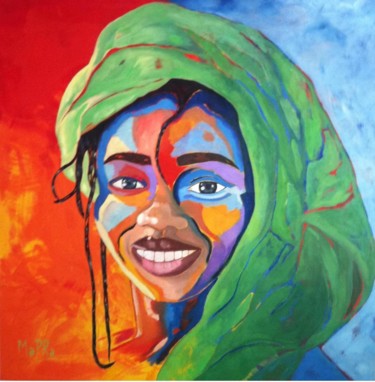 Painting titled "Mujer con turbante" by Mapra, Original Artwork