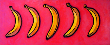 Картина под названием "5 bananas in a line" - Nivel Amid, Подлинное произведение искусства, Акрил