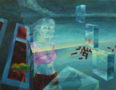Painting titled "woman and crystals" by Maqbool Ahmed, Original Artwork, Oil