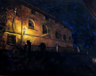 Painting titled "Callejeando de noche" by Miguel Angel Quintana, Original Artwork, Oil