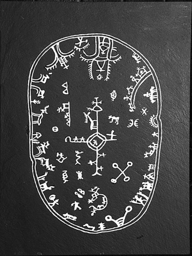 Tekening getiteld "Runes II" door André Maquestiau, Origineel Kunstwerk, Marker
