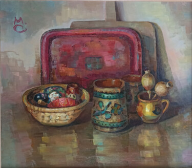 Painting titled "Still life with a r…" by Mariana Sobkiv, Original Artwork, Oil