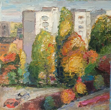 Painting titled "Warm Autumn in the…" by Mariana Sobkiv, Original Artwork, Oil