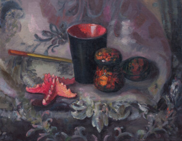 Painting titled "Silver still life." by Mariana Sobkiv, Original Artwork, Oil