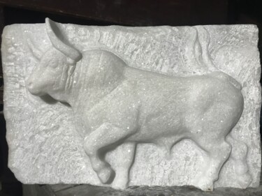 Sculpture titled "Toro Bravo" by Mar Blazquez, Original Artwork, Stone