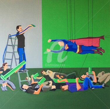 Schilderij getiteld ""Hey, SUPERMAN, Arr…" door Mar.S, Origineel Kunstwerk, Acryl