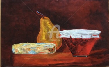 Картина под названием "Fromage,poire et co…" - Mar.S, Подлинное произведение искусства, Масло