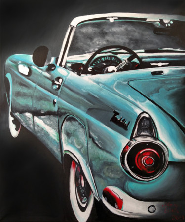 Painting titled "Ford Thunderbird" by Mariam Mary Ellen, Original Artwork, Oil