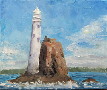 Painting titled "Lighthouse" by Mariam Mary Ellen, Original Artwork, Oil