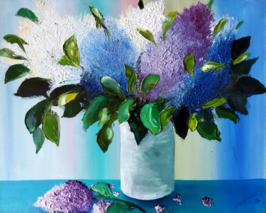 Painting titled "Lilacs" by Mariam Mary Ellen, Original Artwork, Oil