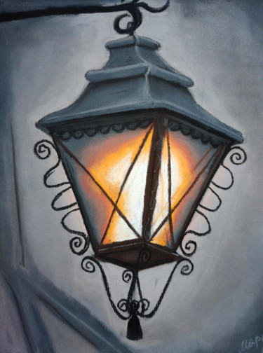 Painting titled "Lantern" by Mariam Mary Ellen, Original Artwork, Pastel