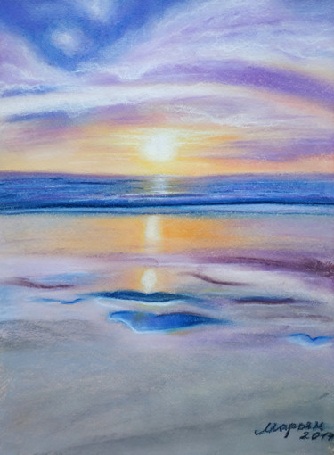 Peinture intitulée "Lilac shore" par Mariam Mary Ellen, Œuvre d'art originale, Pastel