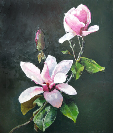 Painting titled "Magnolias" by Mariam Mary Ellen, Original Artwork, Oil