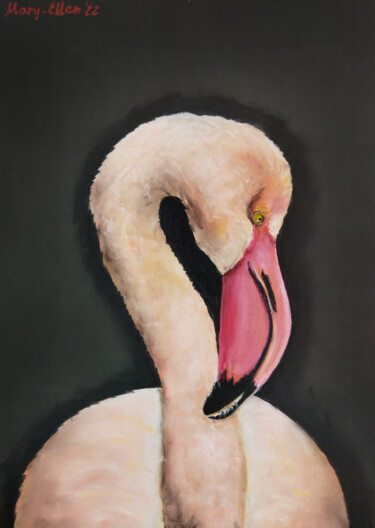 Malerei mit dem Titel "Flamingo" von Mariam Mary Ellen, Original-Kunstwerk, Pastell