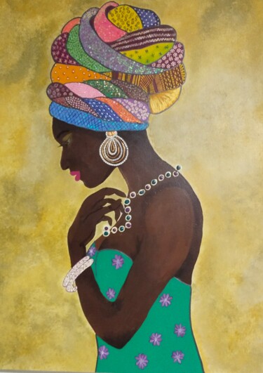 Pintura intitulada "Mi negra" por Mara, Obras de arte originais, Acrílico