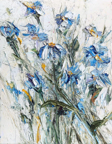 Картина под названием "Нежные цветы" - Мариетта Дашян, Подлинное произведение искусства, Масло