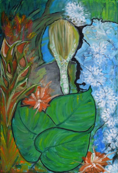 Painting titled "La guardiana 2" by Maraid Suley Britto, Original Artwork, Acrylic Mounted on Wood Stretcher frame