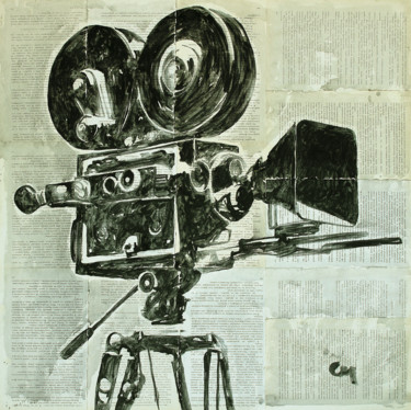 Painting titled "Cinema." by Marat Cherny, Original Artwork, Gouache