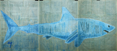 "Shark. (triptych)" başlıklı Tablo Marat Cherny tarafından, Orijinal sanat, Guaş boya