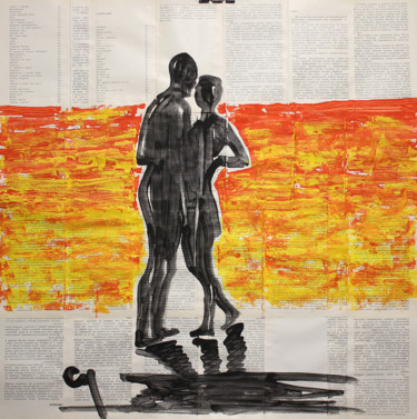 Painting titled "Love and Sunset .." by Marat Cherny, Original Artwork, Ink