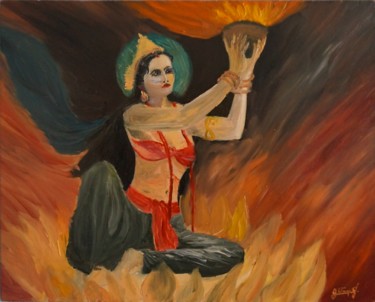 Картина под названием "Indian Motifs" - Marat Grigoryan, Подлинное произведение искусства, Масло