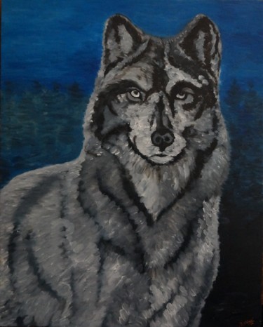 Картина под названием "Lone Wolf" - Marat Grigoryan, Подлинное произведение искусства, Масло