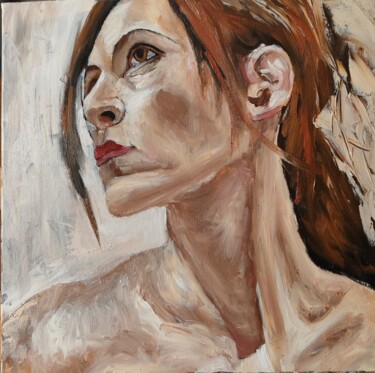 Painting titled "Ina" by Marat Isakowitsch, Original Artwork, Oil Mounted on Wood Stretcher frame