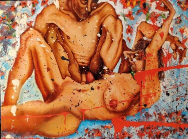 Painting titled "Adam und Eva" by Marat Isakowitsch, Original Artwork, Oil Mounted on Wood Stretcher frame