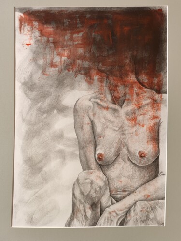 Drawing titled "A-15" by Marat Isakowitsch, Original Artwork, Pencil Mounted on Cardboard