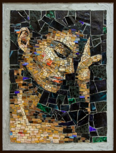 Картина под названием "Девушка" - Marat Nabi, Подлинное произведение искусства, Мозаика Установлен на Деревянная панель