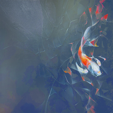 Картина под названием "Water" - Ma.Ke, Подлинное произведение искусства, Акрил Установлен на Деревянная рама для носилок