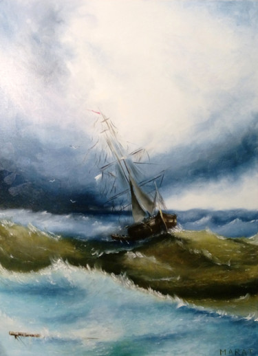 Painting titled "On the High Sea" by Marat Melnyk, Original Artwork, Oil