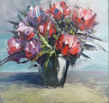 Картина под названием "flowers" - Marat Japarov, Подлинное произведение искусства, Масло Установлен на Деревянная рама для н…