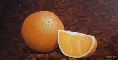 Painting titled "Orange" by Marat Japarov, Original Artwork, Oil Mounted on Wood Stretcher frame