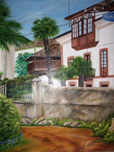 Painting titled "Casa asturiana" by Yolanda Ruiz, Original Artwork, Acrylic