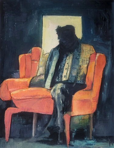 绘画 标题为“man on chair 2” 由Marc Alapont, 原创艺术品, 丙烯