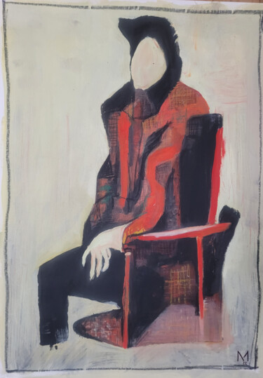Painting titled "man on chair" by Marc Alapont, Original Artwork, Acrylic