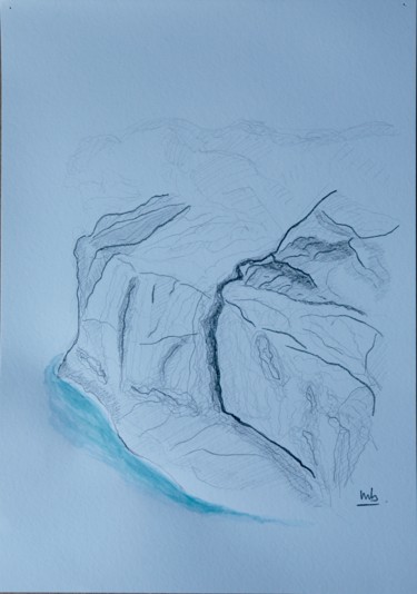Painting titled "ROCHERS 3" by Marc Barn, Original Artwork, Charcoal